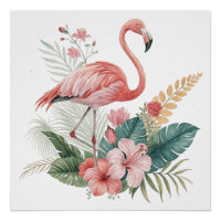 Flamingo mit Blumen