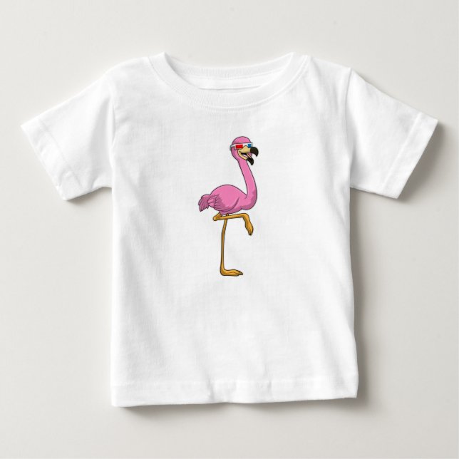 Flamingo mit Brille Baby T-shirt (Vorderseite)