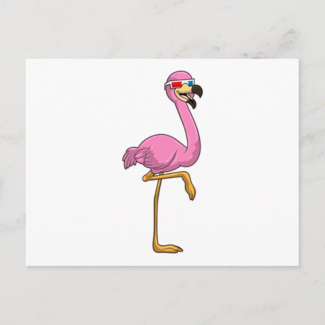 Flamingo mit Brille Postkarte (Vorderseite)