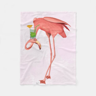 Flamingo mit Cocktail Fleecedecke