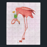 Flamingo mit Cocktail Puzzle<br><div class="desc">Flamingo und Cocktail 1 von Fab Funky. Flamingo balanciert einen Cocktail auf seinem Kopf. | 192370D</div>