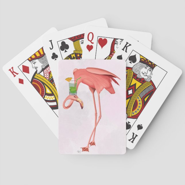 Flamingo mit Cocktail Spielkarten (Rückseite)