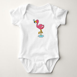 Flamingo mit Fisch Baby Strampler