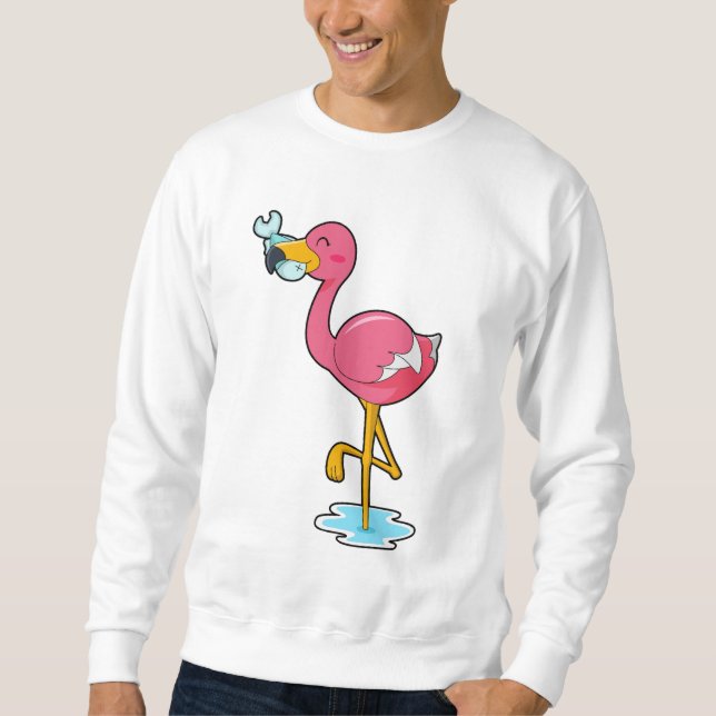 Flamingo mit Fisch Sweatshirt (Vorderseite)