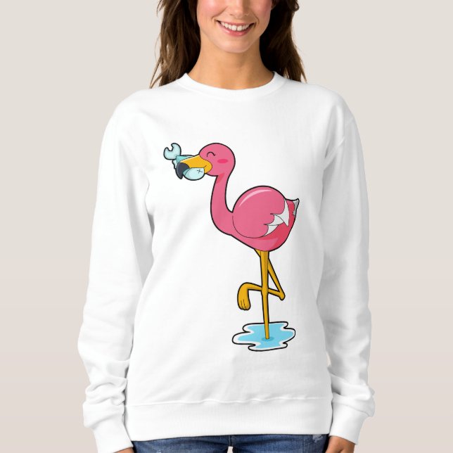 Flamingo mit Fisch Sweatshirt (Vorderseite)