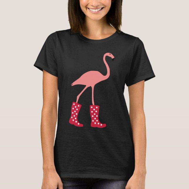 Flamingo mit Gummistiefeln T-Shirt (Vorderseite)