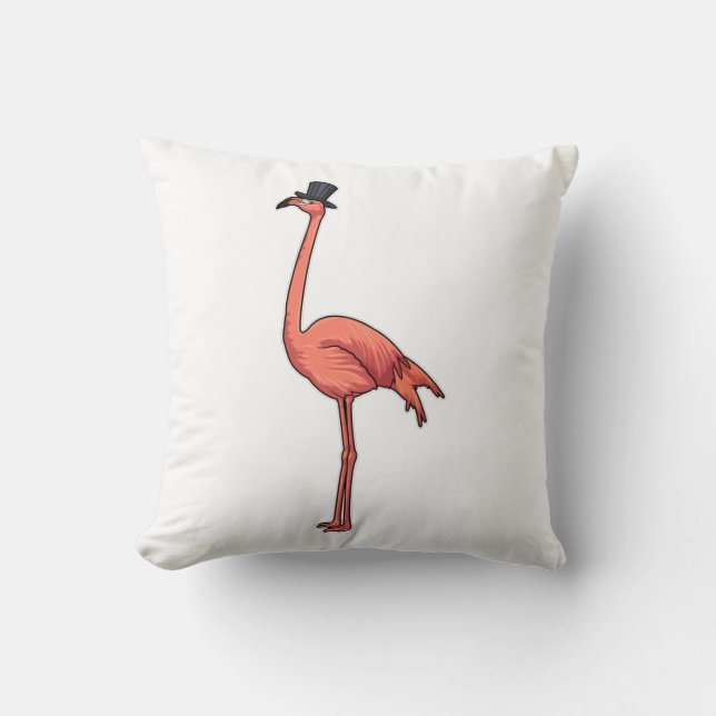 Flamingo mit Hat Kissen (Vorderseite)