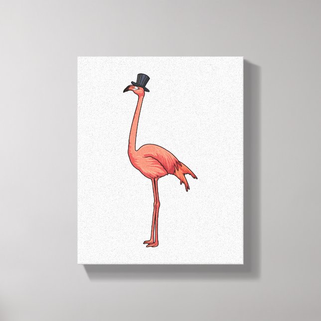 Flamingo mit Hat Leinwanddruck (Vorderseite)