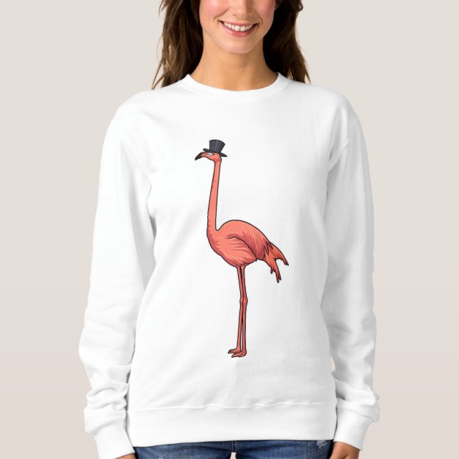Flamingo mit Hat Sweatshirt (Vorderseite)