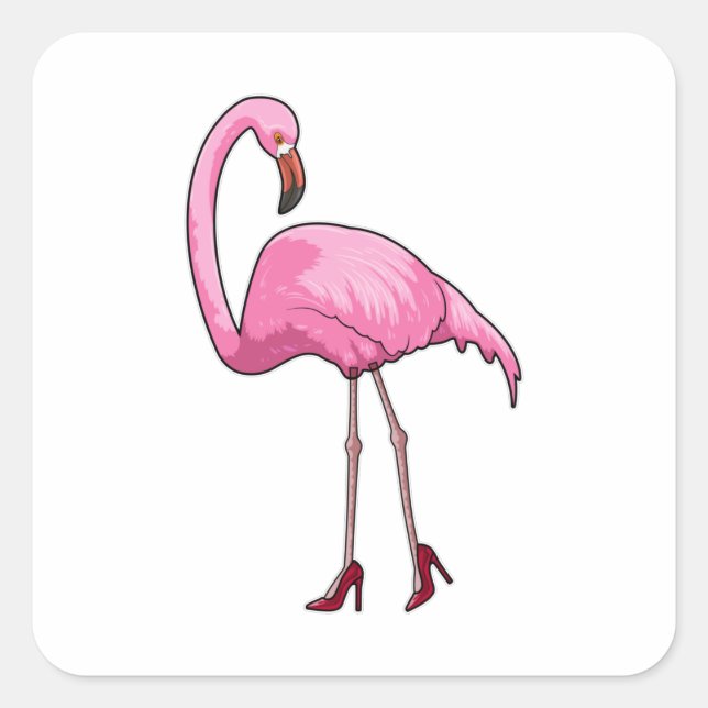 Flamingo mit hohen Absätzen Quadratischer Aufkleber (Vorderseite)