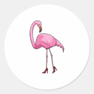 Flamingo mit hohen Absätzen Runder Aufkleber