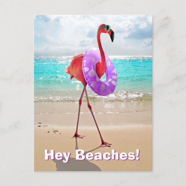 Flamingo mit Innentube Einladungspostkarte (Vorderseite)