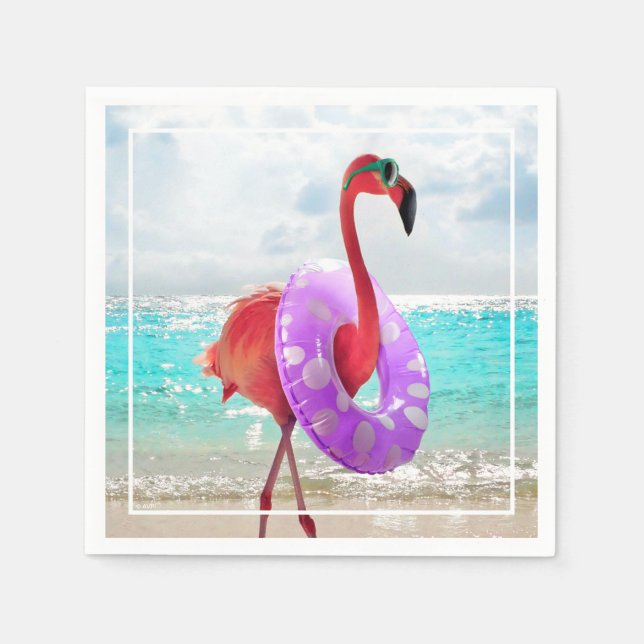 Flamingo mit Innentube Serviette (Vorderseite)