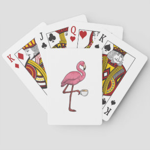 Flamingo mit Kaffee-Cup Spielkarten