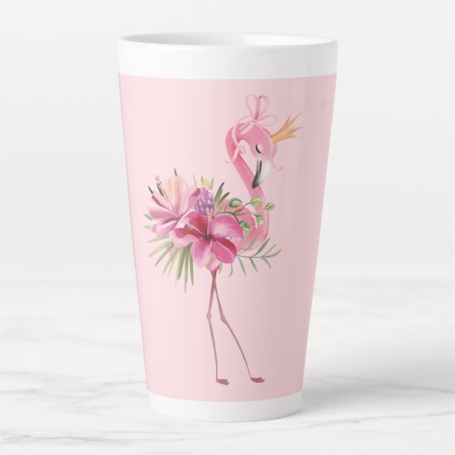 Flamingo mit Krone Milchtasse (Vorderseite)
