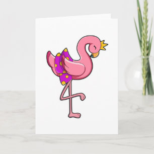 Flamingo mit Krone und Rock Karte
