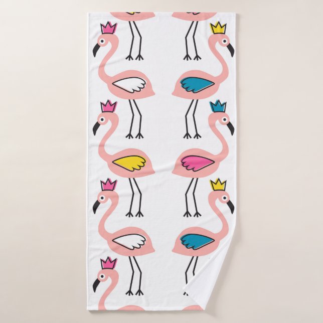 Flamingo mit Kronen nahtlos Muster. Badehandtuch (Badehandtuch)