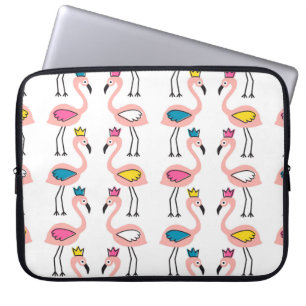 Flamingo mit Kronen nahtlos Muster. Laptopschutzhülle