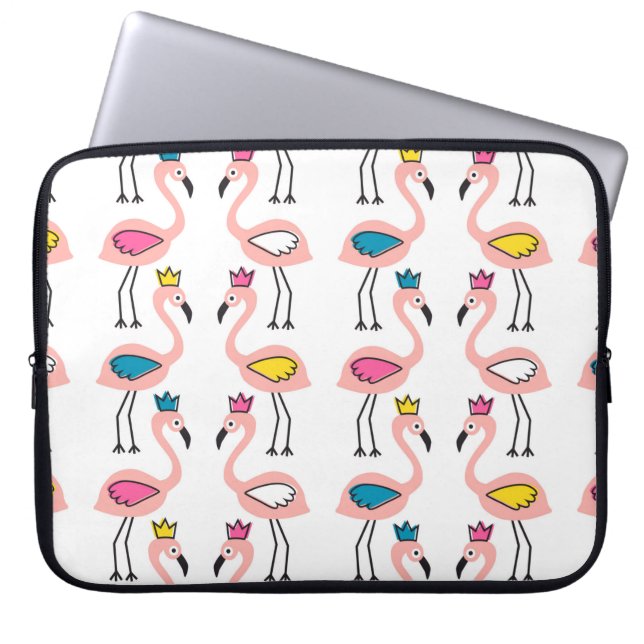 Flamingo mit Kronen nahtlos Muster. Laptopschutzhülle (Vorderseite)