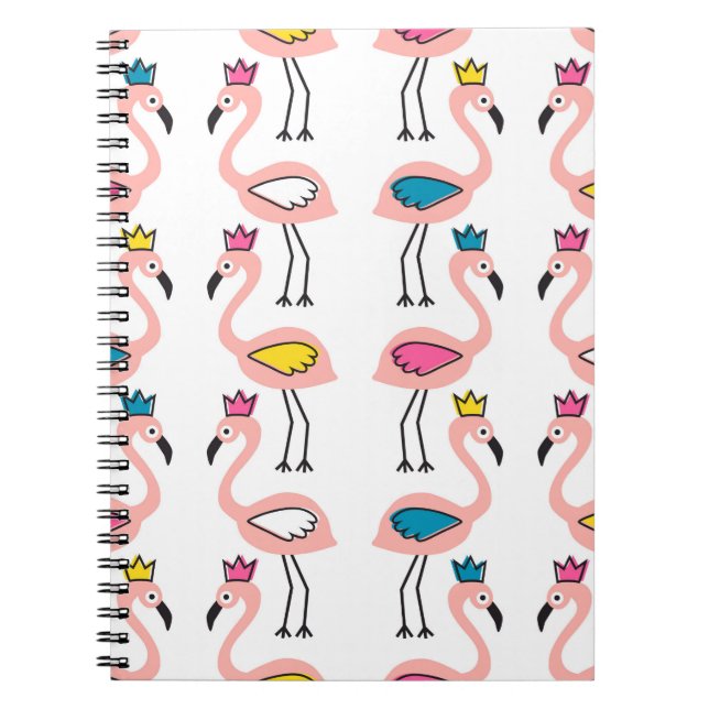 Flamingo mit Kronen nahtlos Muster. Notizblock (Vorderseite)