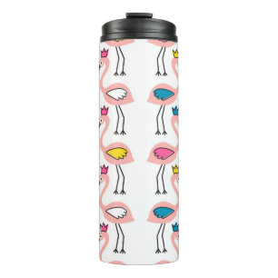 Flamingo mit Kronen nahtlos Muster. Thermosbecher