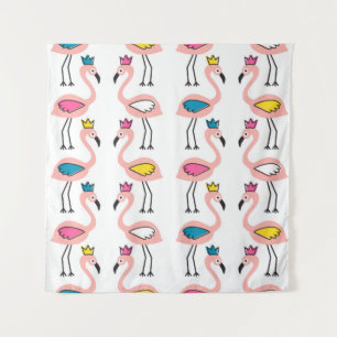 Flamingo mit Kronen nahtlos Muster. Wandteppich