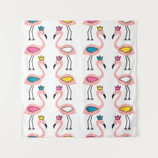 Flamingo mit Kronen nahtlos Muster. Wandteppich (Vorderseite)