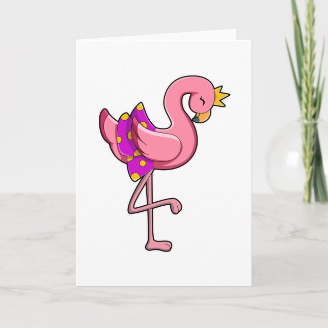 Flamingo mit Kronen und Rock Karte (Vorderseite)