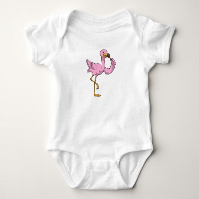 Flamingo mit Lipstick Baby Strampler (Vorderseite)