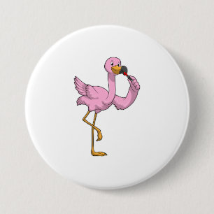 Flamingo mit Lipstick Button