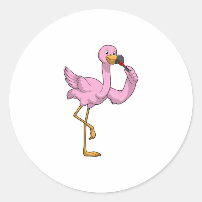 Flamingo mit Lipstick Runder Aufkleber (Vorderseite)