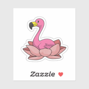 Flamingo mit Lotus-Blume Aufkleber