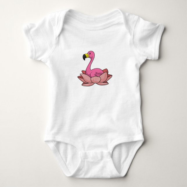 Flamingo mit Lotus-Blume Baby Strampler (Vorderseite)