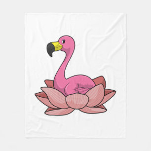 Flamingo mit Lotus-Blume Fleecedecke