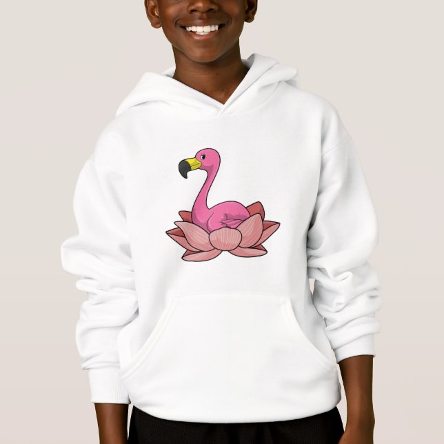 Flamingo mit Lotus-Blume Hoodie (Vorderseite)