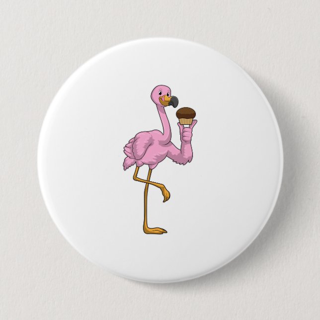Flamingo mit Muffin Button (Vorderseite)