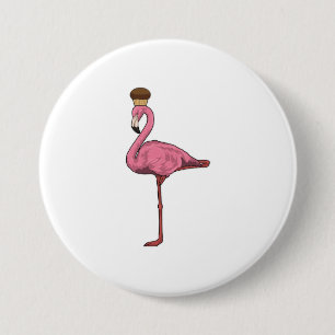 Flamingo mit Muffin Button