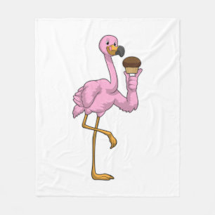Flamingo mit Muffin Fleecedecke