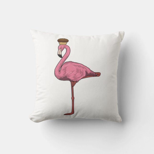Flamingo mit Muffin Kissen (Vorderseite)