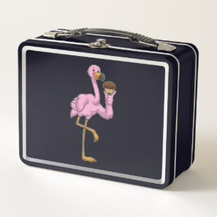 Flamingo mit Muffin Metall Brotdose