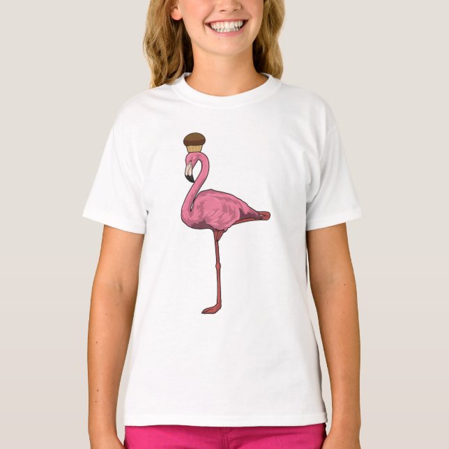 Flamingo mit Muffin T-Shirt (Vorderseite)
