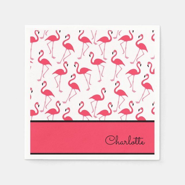 Flamingo mit Namen Serviette (Vorderseite)