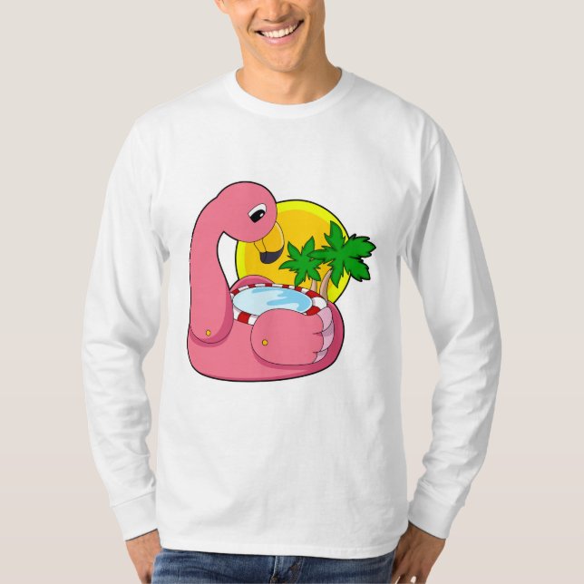 Flamingo mit Pool T-Shirt (Vorderseite)