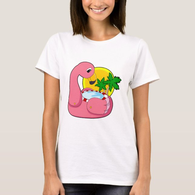 Flamingo mit Pool T-Shirt (Vorderseite)