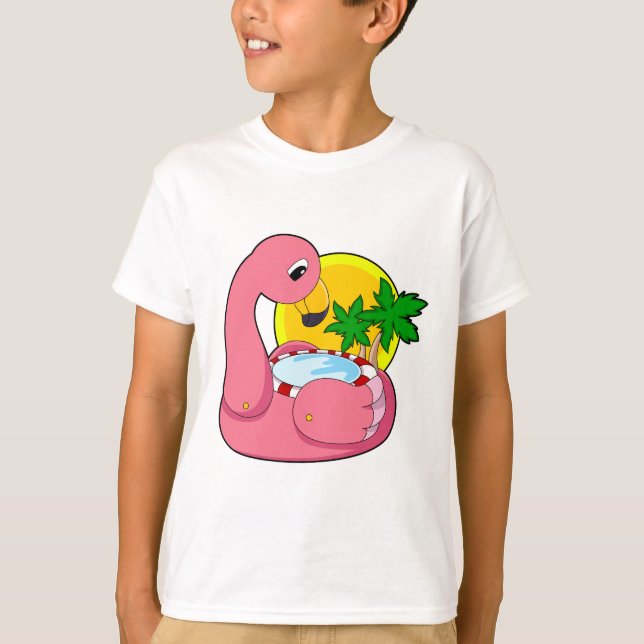 Flamingo mit Pool T-Shirt (Vorderseite)
