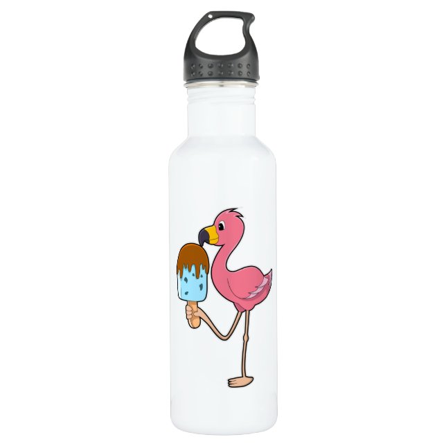 Flamingo mit Popsicle Edelstahlflasche (Vorderseite)