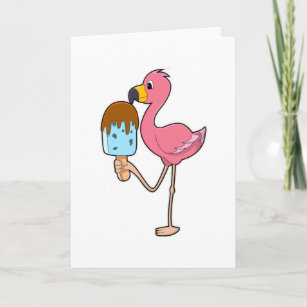 Flamingo mit Popsicle Karte