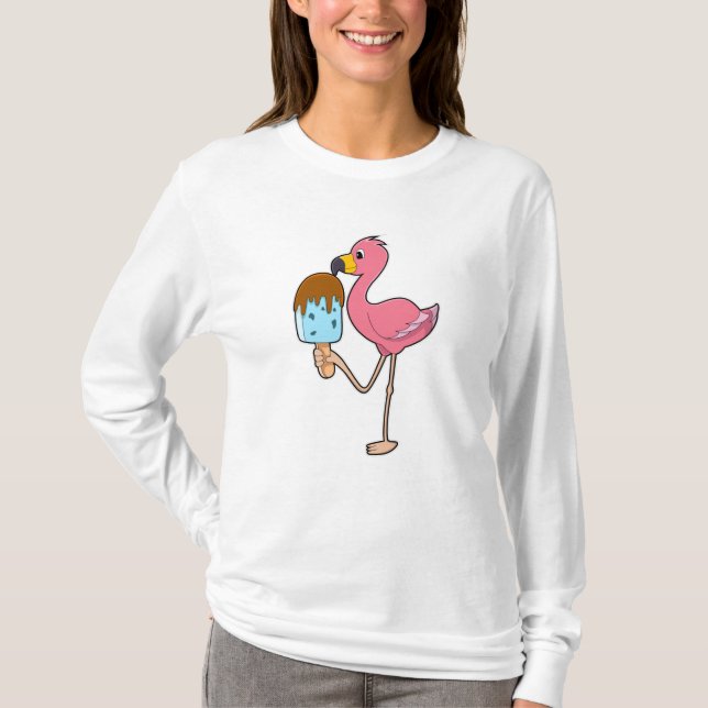 Flamingo mit Popsicle T-Shirt (Vorderseite)