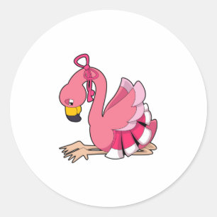 Flamingo mit Ribbon Runder Aufkleber
