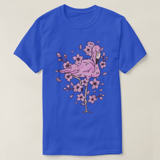 Flamingo mit rosa Flamingo und Kirschblüte und T-Shirt (Design vorne)